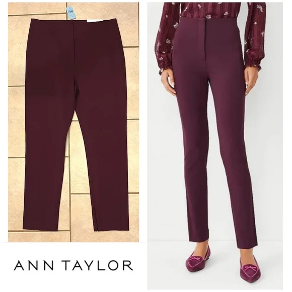 NWT The Audrey High Rise Plum Rose Ann Taylor plum rose pants - Picture 1 of 7